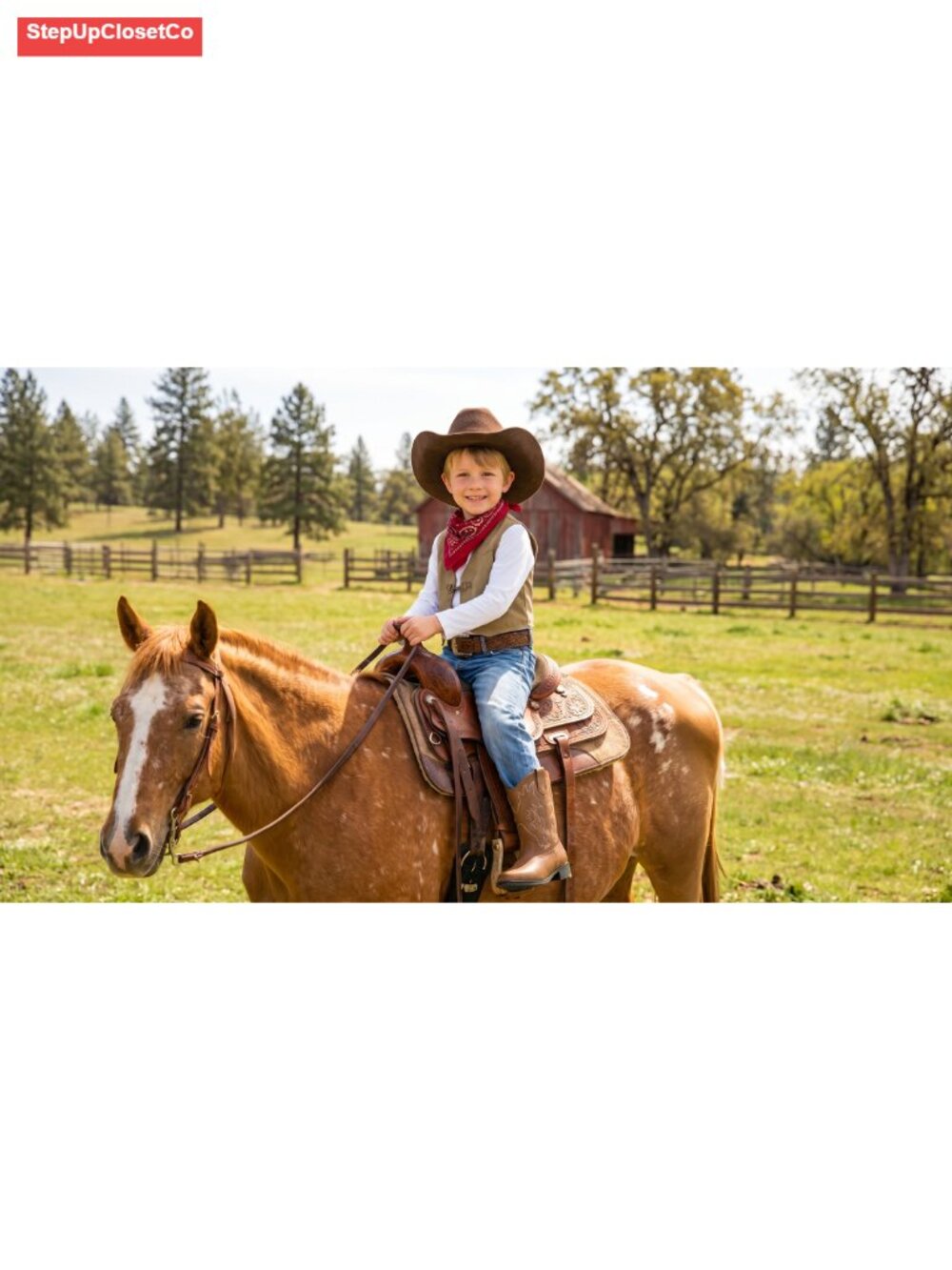 Boys Girls Cowboy Boots Toddler Western Equestrian PU Calf High Zip - Picture 6 of 6